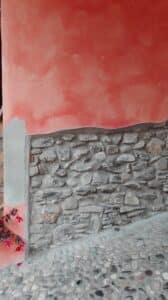 Sichtbare Bruchsteinmauer als Haus Sockel