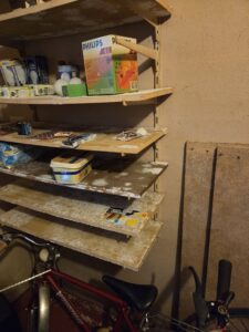 Massiver Schimmelbildung verursacht durch Feuchtigkeit, kann im Keller, Wohnung oder Dachboden stattfinden.