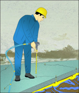 Bei der Schleierinjektion werden Acrylatharze unter Druck ins Erdreich unter der Bodenplatte gepresst. Sie bilden einen wasserdichten Schleier,