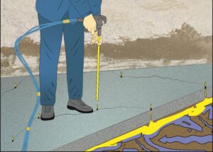 Feuchtigkeit im Beton kann Ursachen haben wie Wasser unter dem Boden